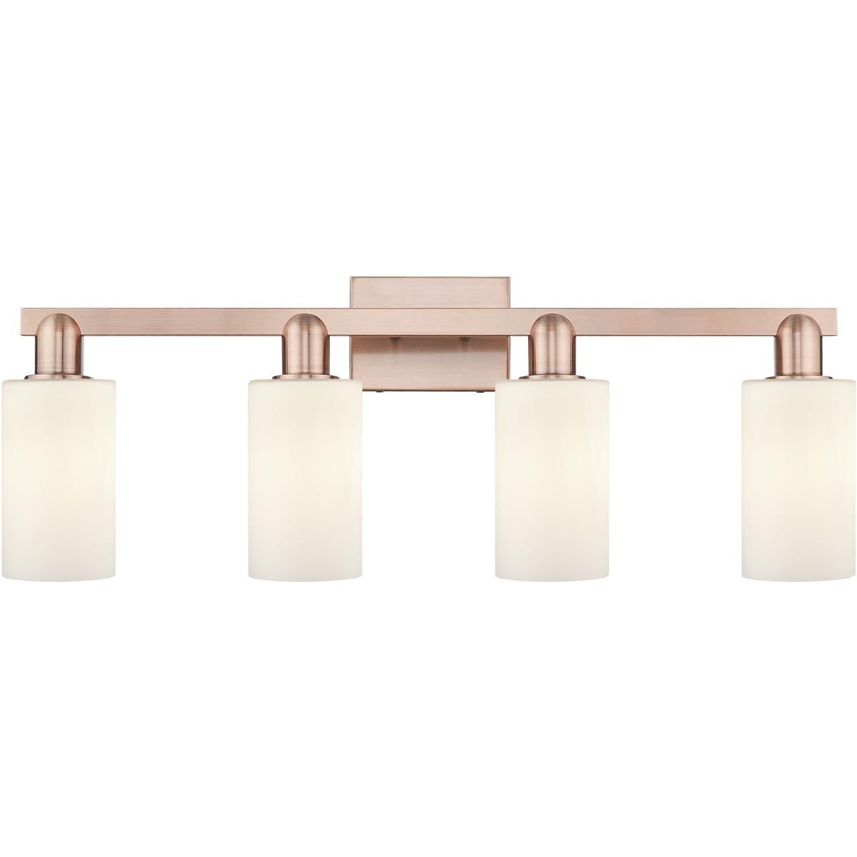 Innovations Lighting 716-4W-AC-G801 Arcadia Clymer 4 Light 30.88 inch Antique Copper Bath Vanity Light Wall Light in Matte White