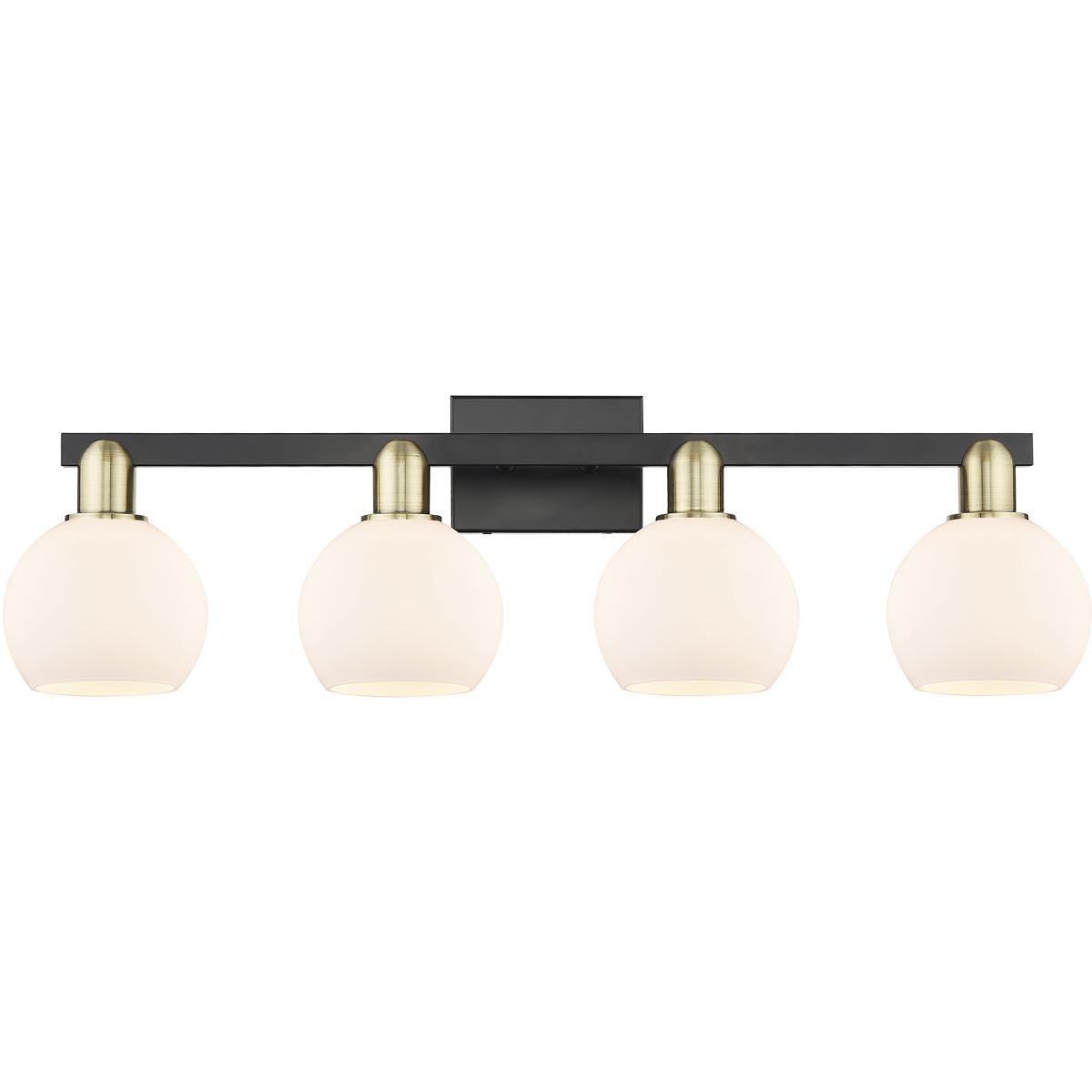 Innovations Lighting 716-4W-BAB-G121-6 Arcadia Athens 4 Light 32.88 inch Black Antique Brass Bath Vanity Light Wall Light in Matte White