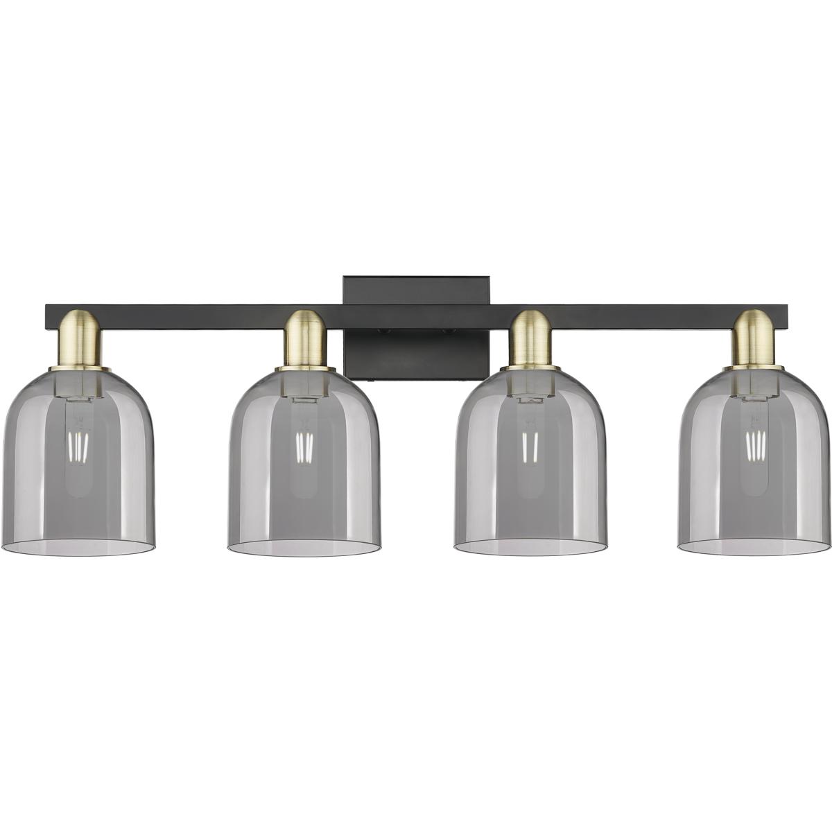 Innovations Lighting 716-4W-BAB-G558-6SM Arcadia Bella 4 Light 32.5 inch Black Antique Brass Bath Vanity Light Wall Light in Light Smoke Glass