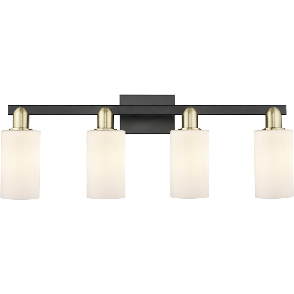 Innovations Lighting 716-4W-BAB-G801 Arcadia Clymer 4 Light 30.88 inch Black Antique Brass Bath Vanity Light Wall Light in Matte White