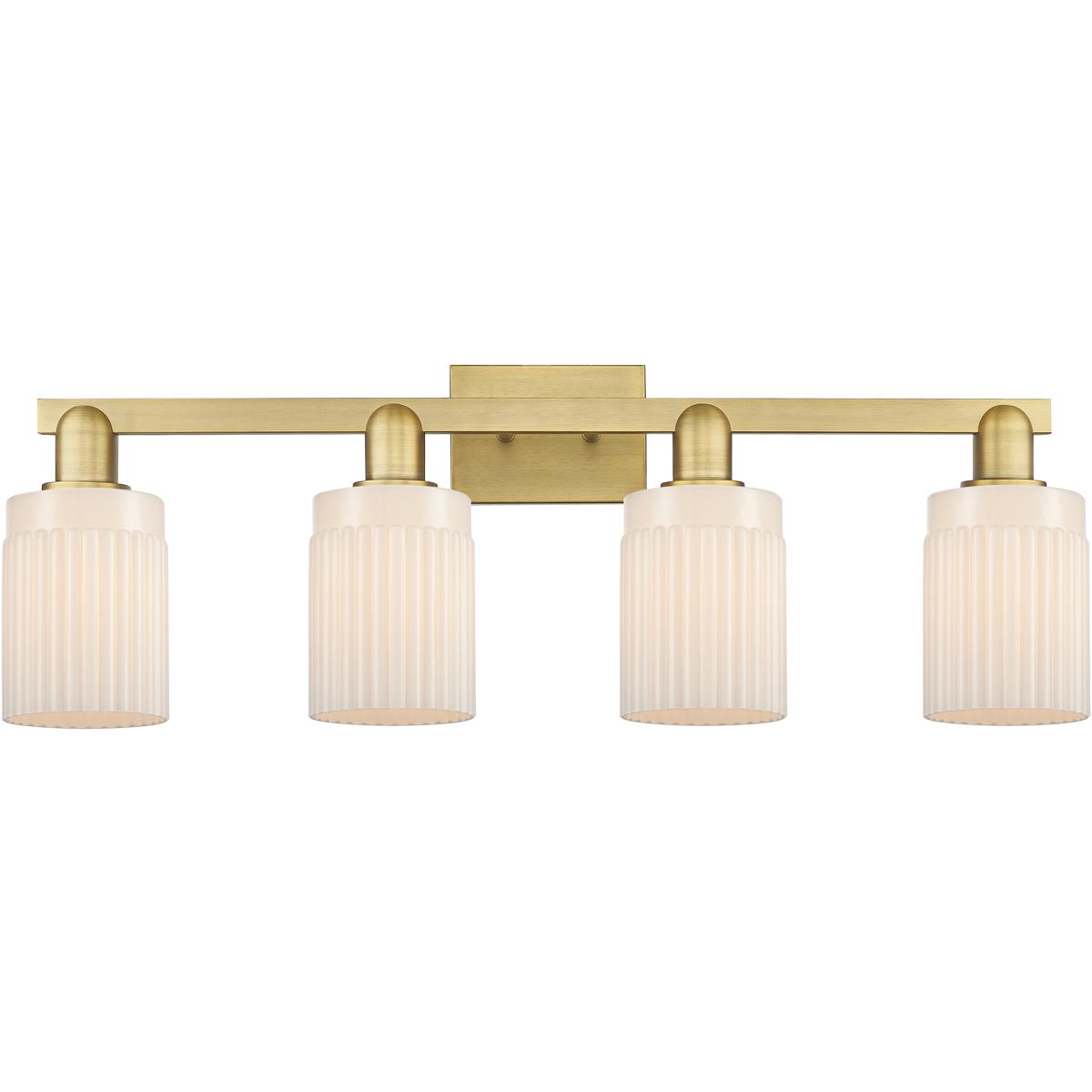 Innovations Lighting 716-4W-BB-G341 Arcadia Hadley 4 Light 31.5 inch Brushed Brass Bath Vanity Light Wall Light in Matte White