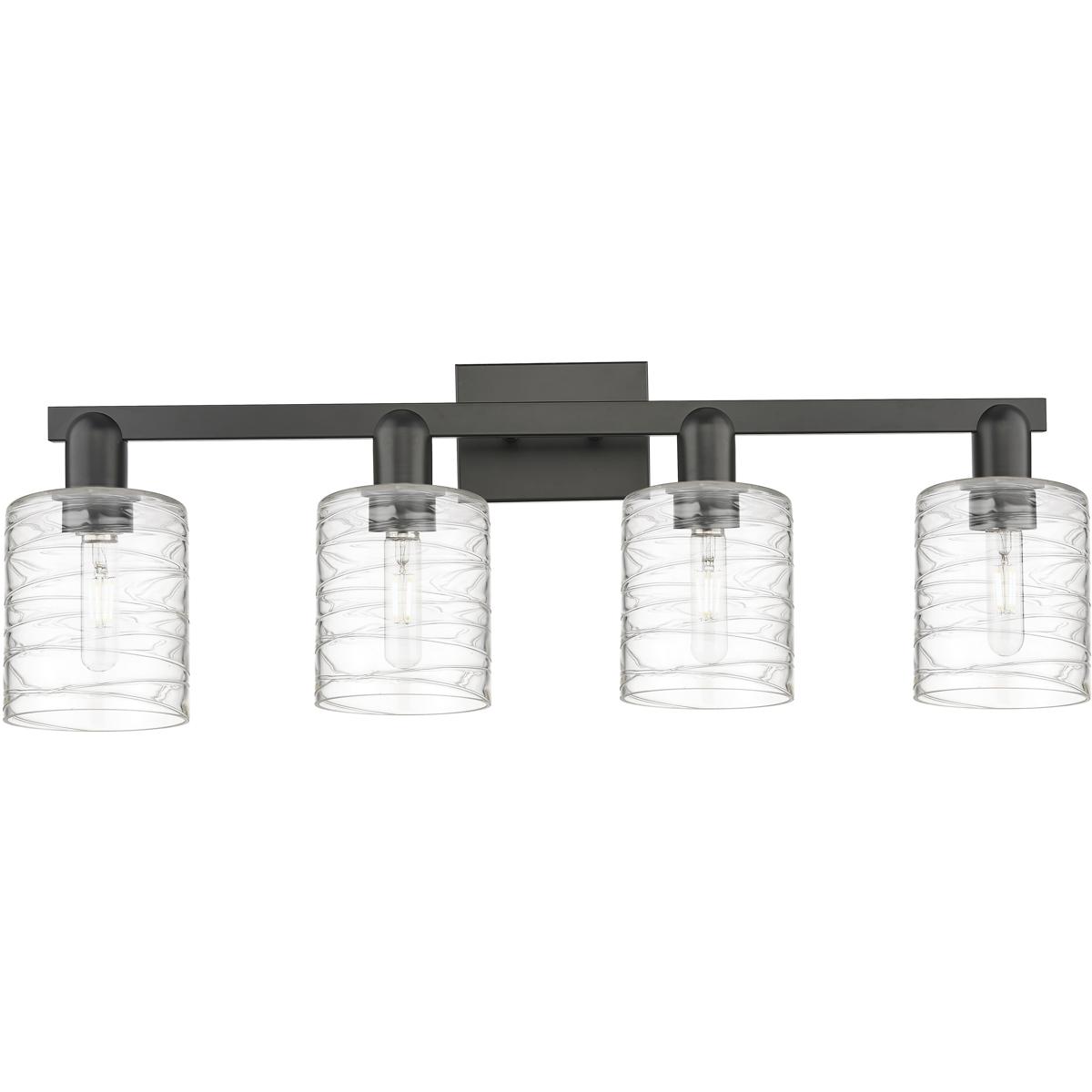 Innovations Lighting 716-4W-BK-G1113 Arcadia Cobbleskill 4 Light 32 inch Matte Black Bath Vanity Light Wall Light in Deco Swirl
