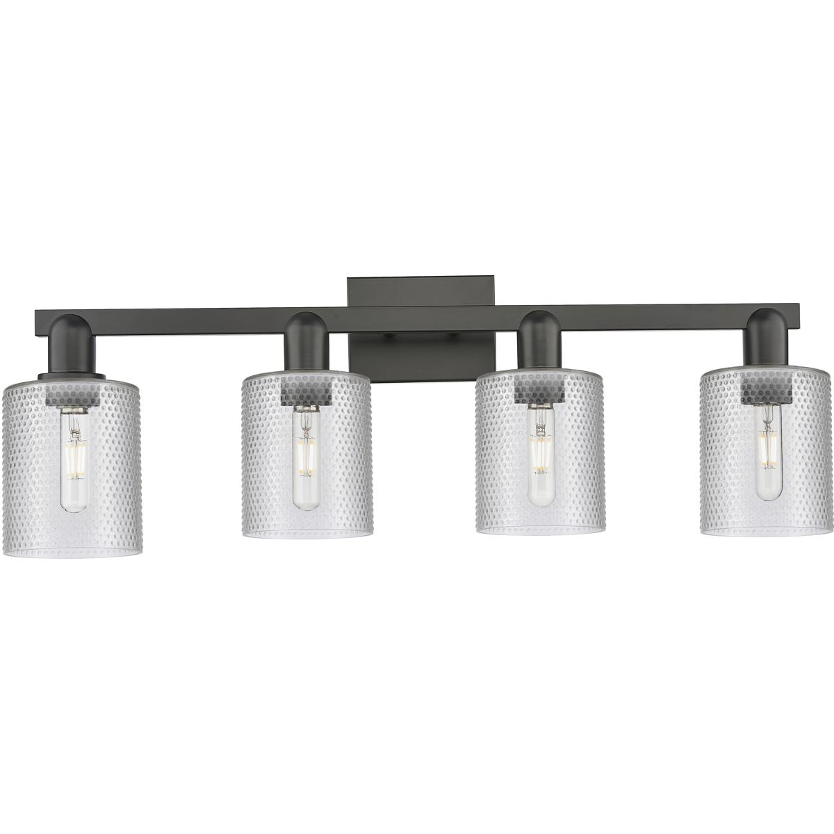 Innovations Lighting 716-4W-BK-G112 Arcadia Cobbleskill 4 Light 32 inch Matte Black Bath Vanity Light Wall Light in Clear