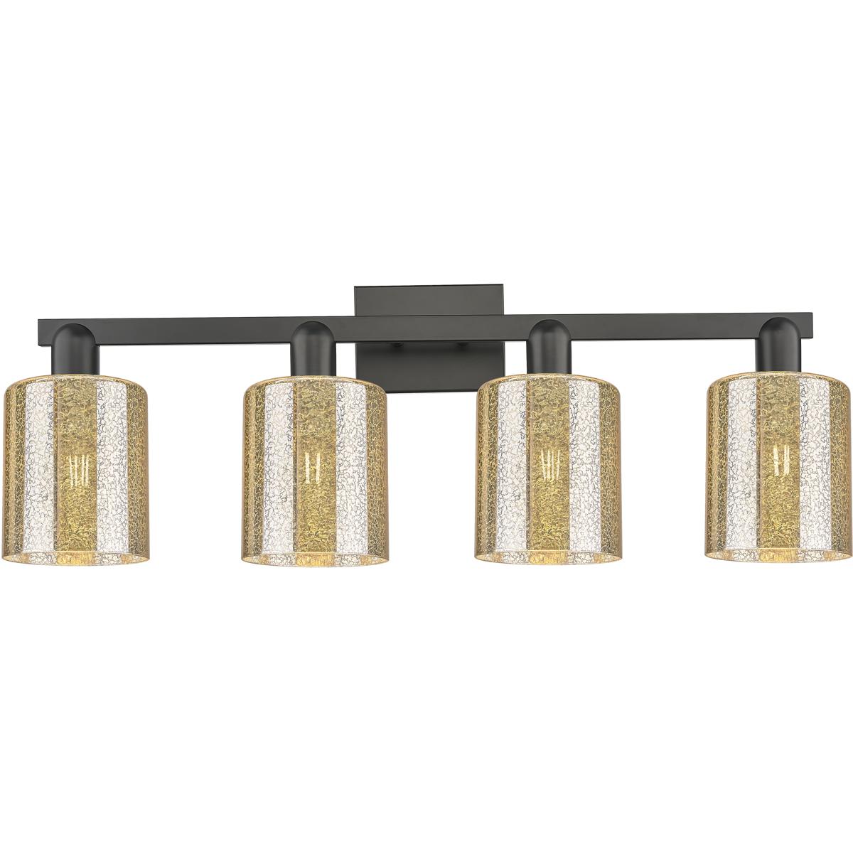 Innovations Lighting 716-4W-BK-G116 Arcadia Cobbleskill 4 Light 32 inch Matte Black Bath Vanity Light Wall Light in Mercury