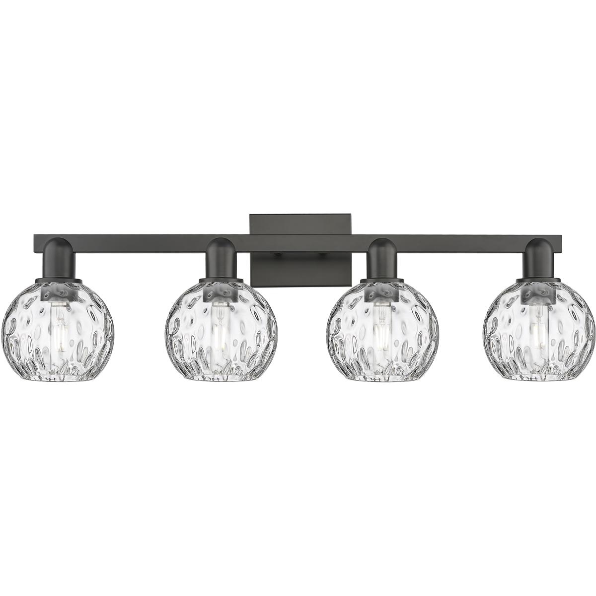 Innovations Lighting 716-4W-BK-G1215-6 Arcadia Athens Water Glass 4 Light 33 inch Matte Black Bath Vanity Light Wall Light