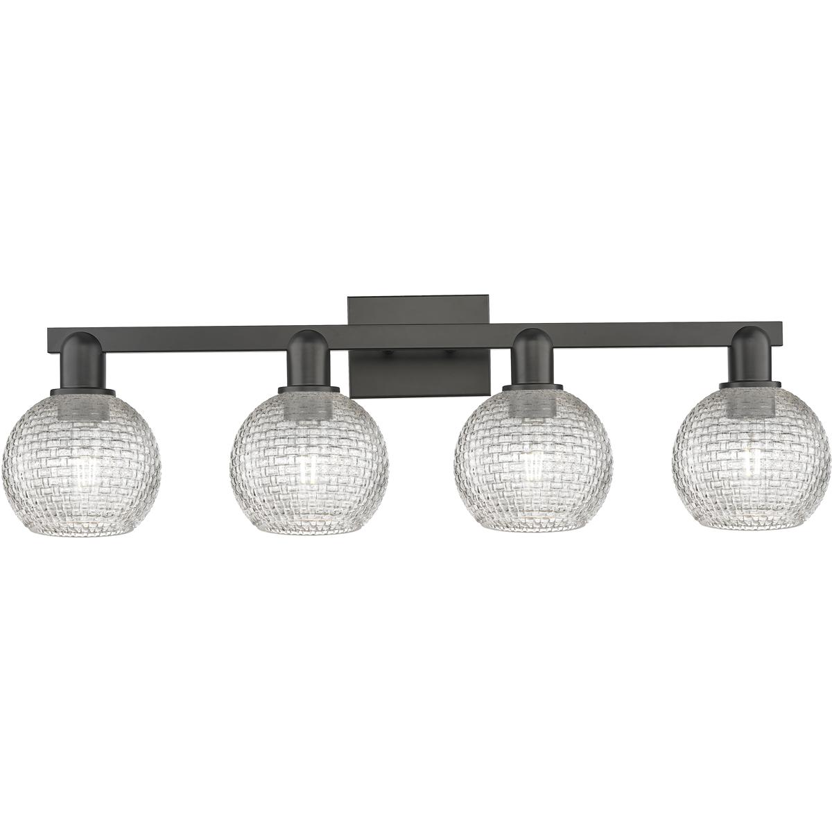 Innovations Lighting 716-4W-BK-G122C-6CL Arcadia Athens 4 Light 32.88 inch Matte Black Bath Vanity Light Wall Light
