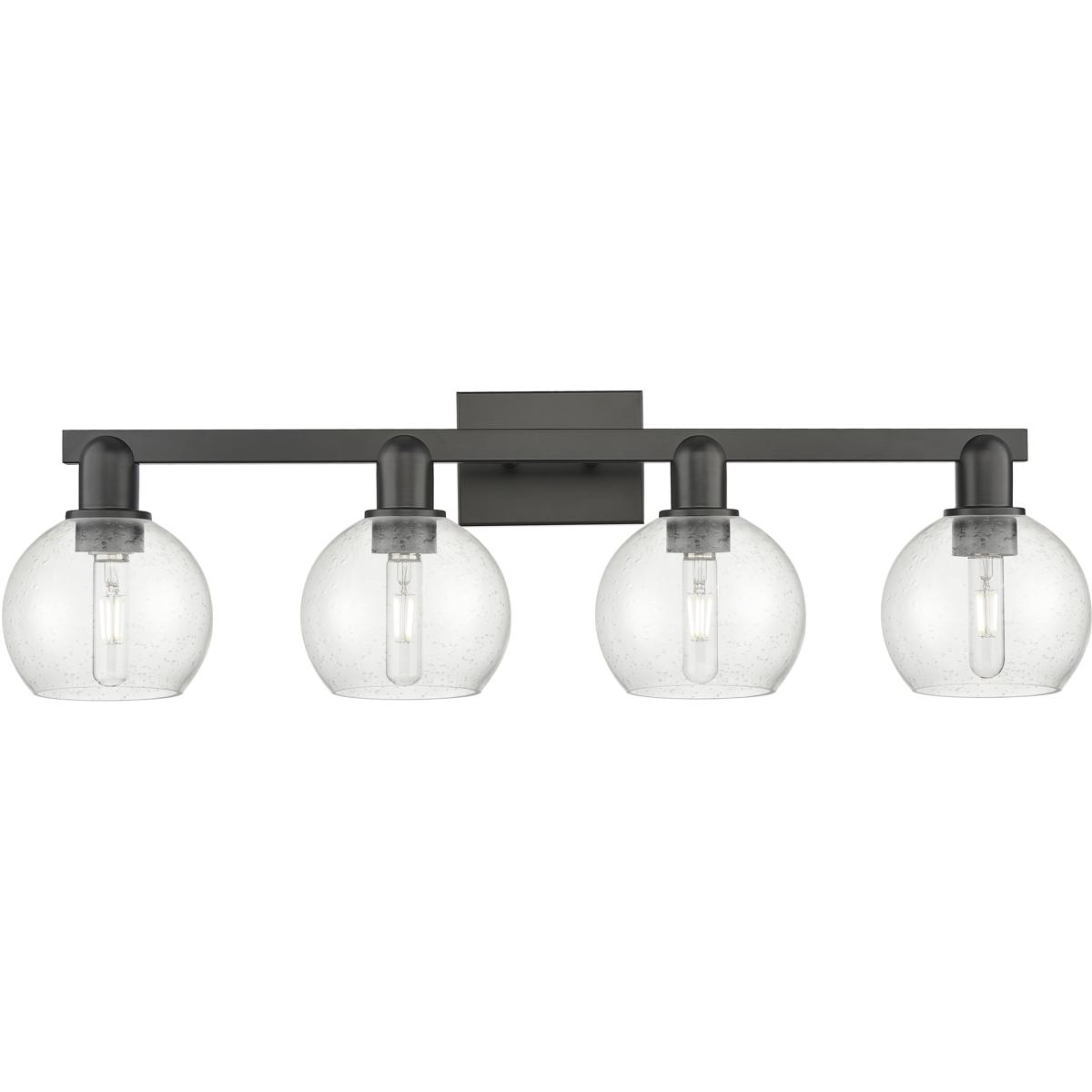 Innovations Lighting 716-4W-BK-G124-6 Arcadia Athens 4 Light 32.88 inch Matte Black Bath Vanity Light Wall Light in Seedy