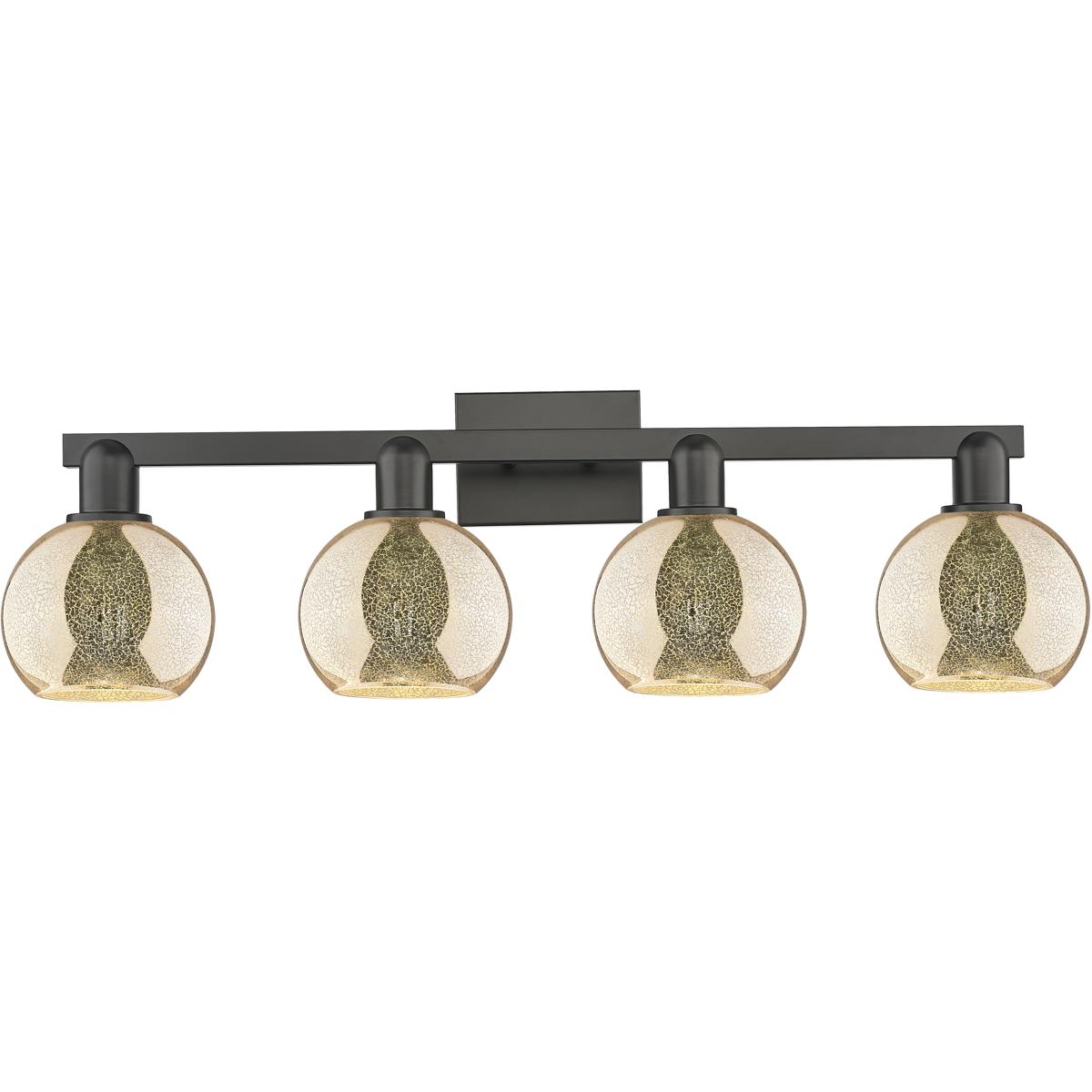 Innovations Lighting 716-4W-BK-G128-6 Arcadia Athens 4 Light 32.88 inch Matte Black Bath Vanity Light Wall Light in Mercury