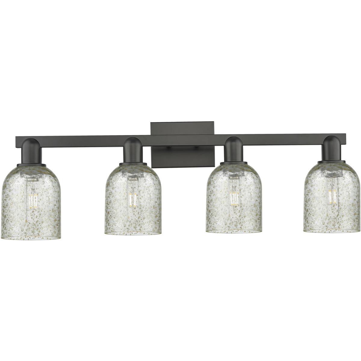 Innovations Lighting 716-4W-BK-G259 Arcadia Caledonia 4 Light 32 inch Matte Black Bath Vanity Light Wall Light in Mica