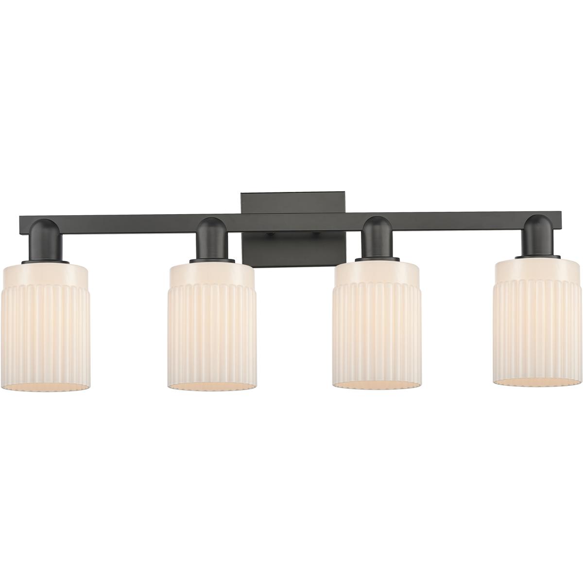 Innovations Lighting 716-4W-BK-G341 Arcadia Hadley 4 Light 31.5 inch Matte Black Bath Vanity Light Wall Light in Matte White