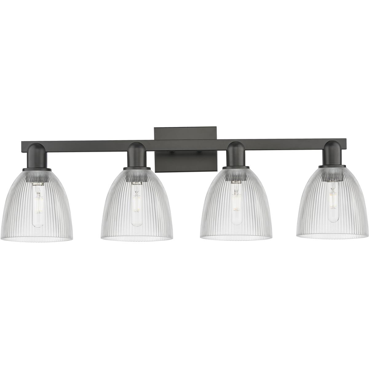 Innovations Lighting 716-4W-BK-G382 Arcadia Castile 4 Light 33 inch Matte Black Bath Vanity Light Wall Light in Clear