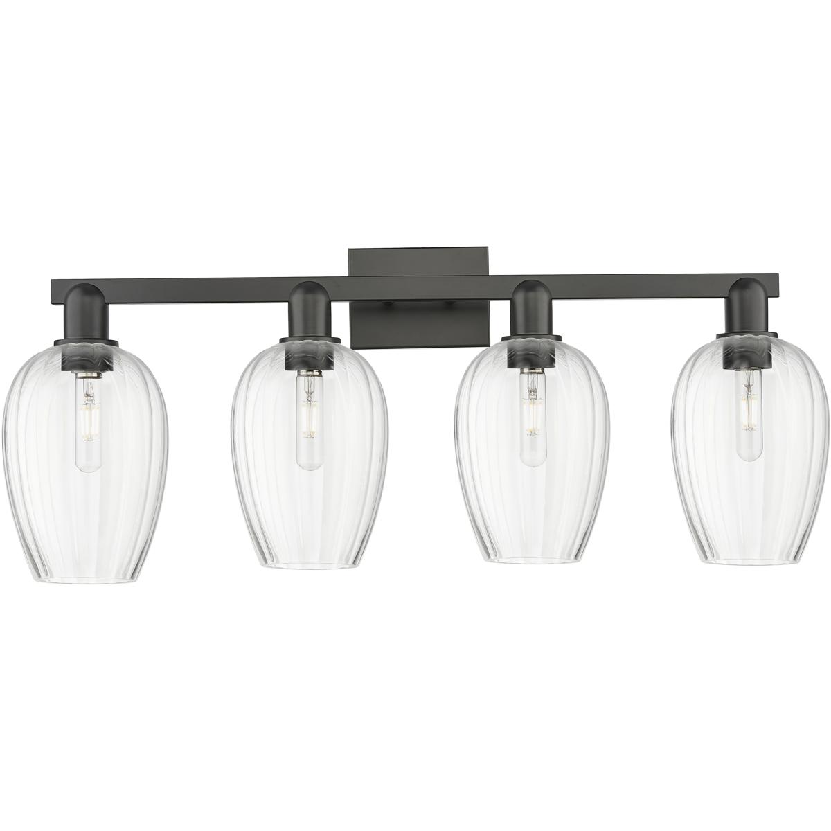 Innovations Lighting 716-4W-BK-G457-6CL Preston 4 Light 36 inch Matte Black Bath Vanity Light Wall Light in Clear Glass
