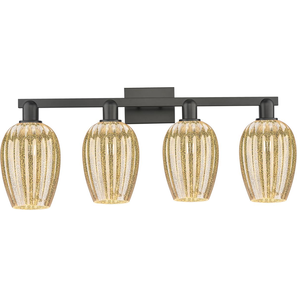 Innovations Lighting 716-4W-BK-G457-6ME Preston 4 Light 36 inch Matte Black Bath Vanity Light Wall Light in Mercury Glass