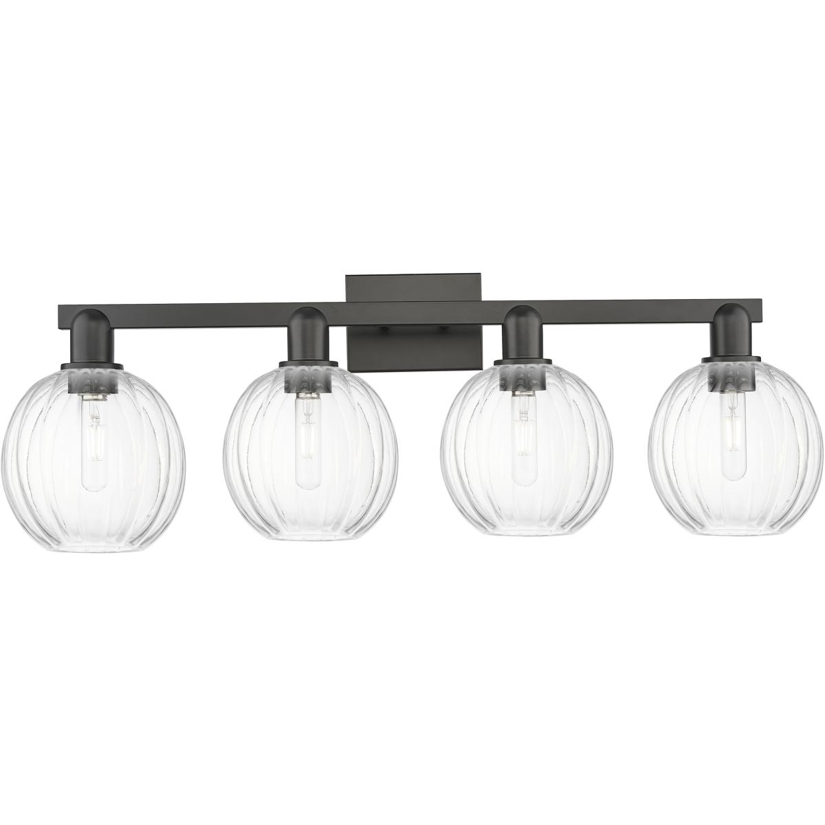 Innovations Lighting 716-4W-BK-G458-7CL Preston 4 Light 36 inch Matte Black Bath Vanity Light Wall Light in Clear Glass