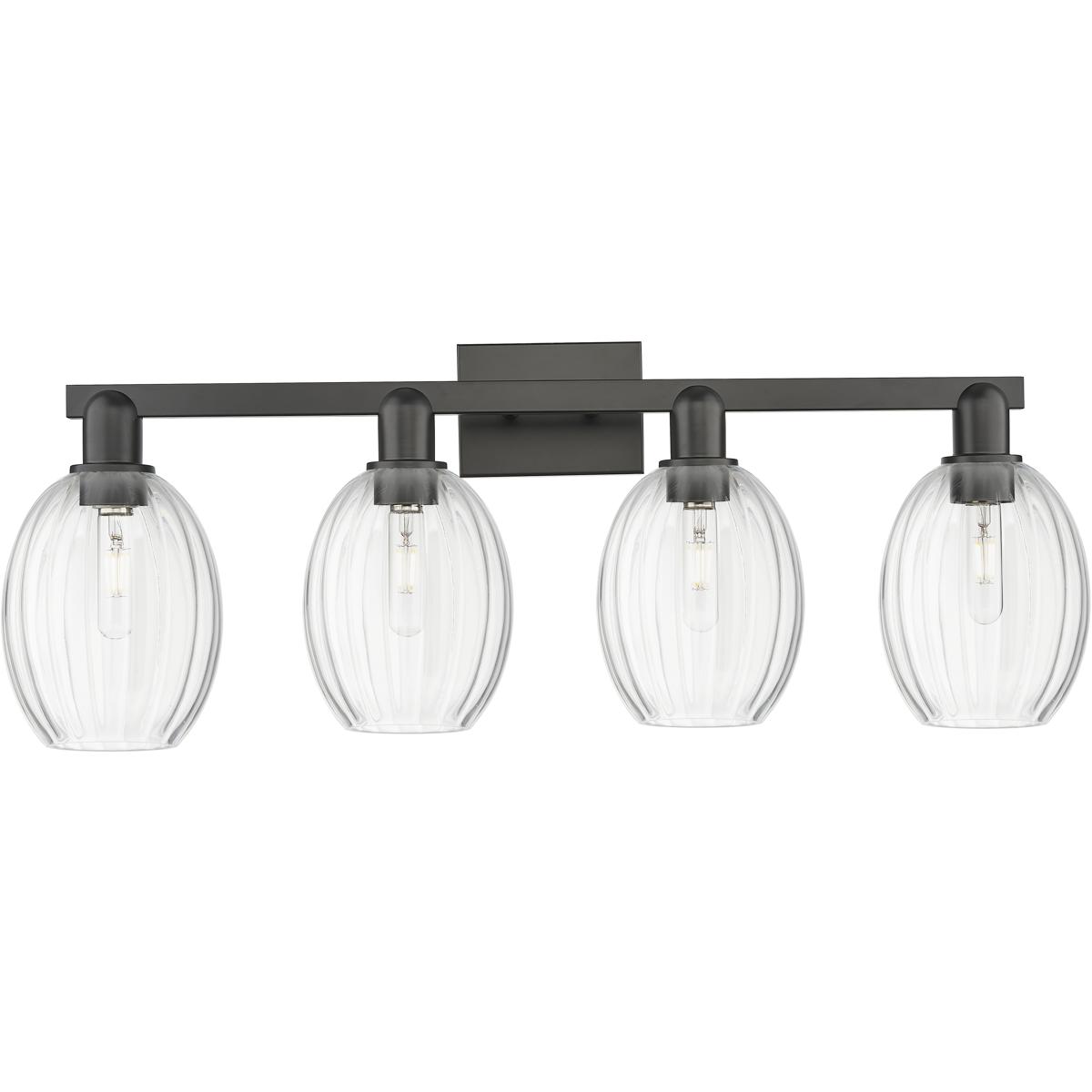 Innovations Lighting 716-4W-BK-G459-6CL Preston 4 Light 36 inch Matte Black Bath Vanity Light Wall Light in Clear Glass