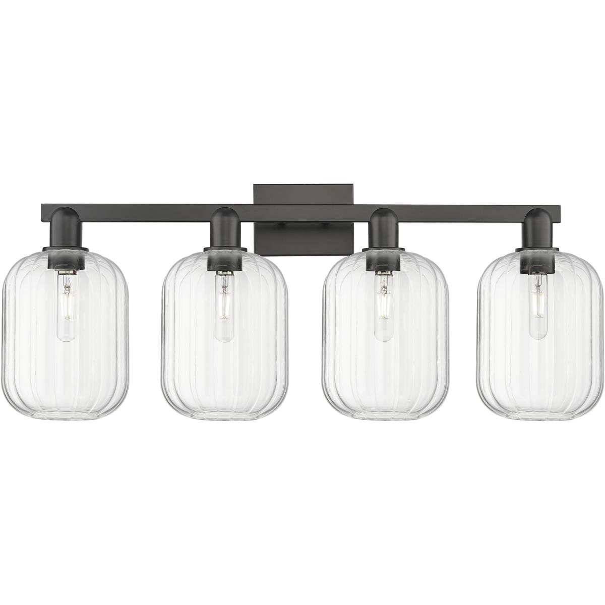 Innovations Lighting 716-4W-BK-G460-7CL Preston 4 Light 36 inch Matte Black Bath Vanity Light Wall Light in Clear Glass