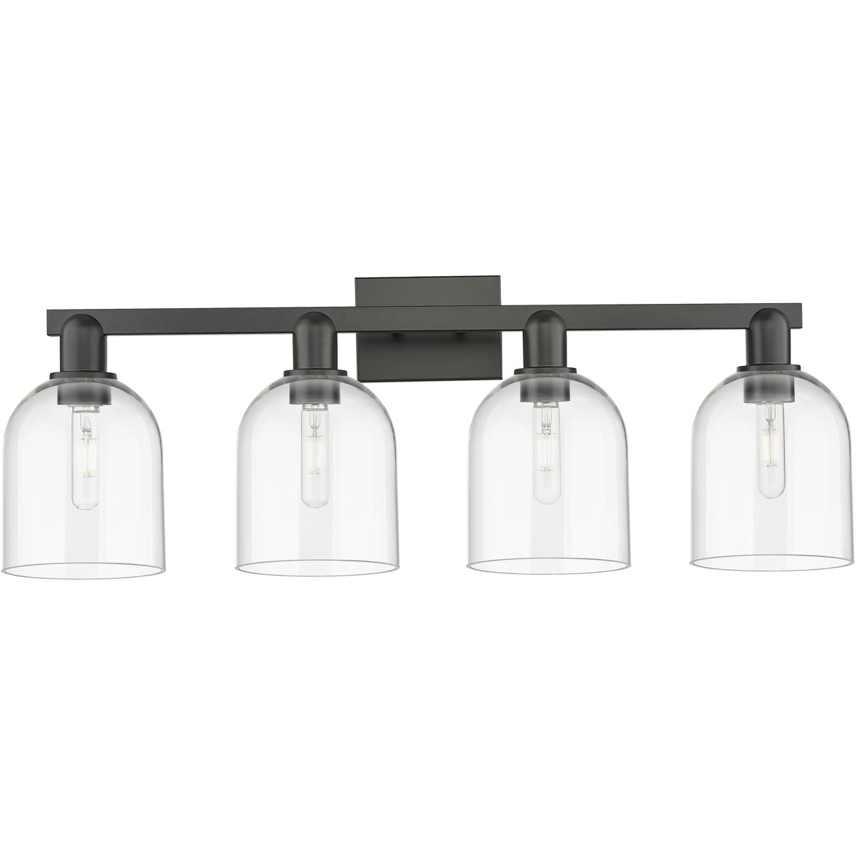 Innovations Lighting 716-4W-BK-G558-6CL Arcadia Bella 4 Light 32.5 inch Matte Black Bath Vanity Light Wall Light in Clear