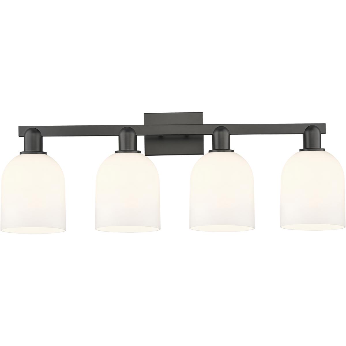 Innovations Lighting 716-4W-BK-G558-6GWH Arcadia Bella 4 Light 32.5 inch Matte Black Bath Vanity Light Wall Light in White