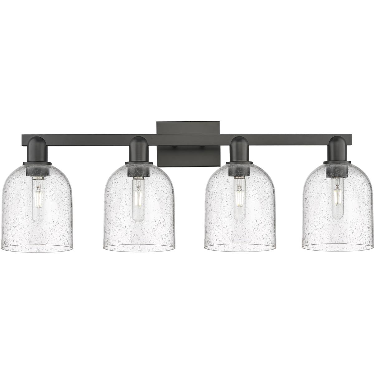 Innovations Lighting 716-4W-BK-G558-6SDY Arcadia Bella 4 Light 32.5 inch Matte Black Bath Vanity Light Wall Light in Seedy