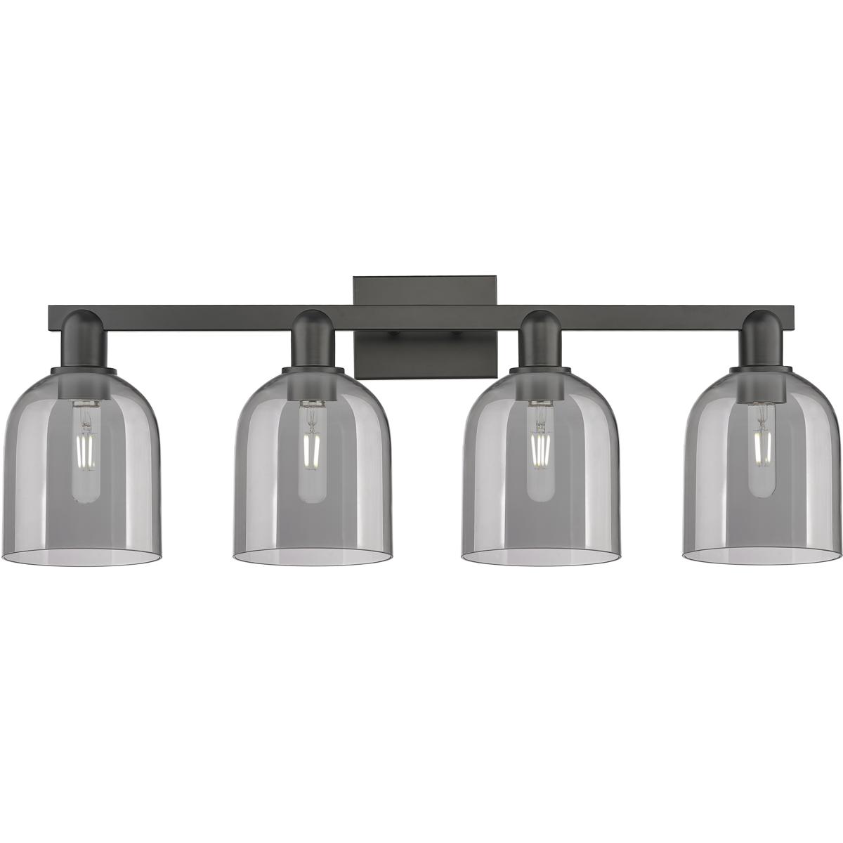 Innovations Lighting 716-4W-BK-G558-6SM Arcadia Bella 4 Light 32.5 inch Matte Black Bath Vanity Light Wall Light in Light Smoke Glass