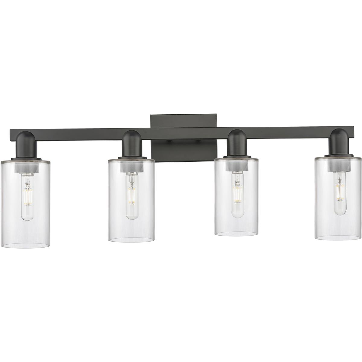 Innovations Lighting 716-4W-BK-G802 Arcadia Clymer 4 Light 30.88 inch Matte Black Bath Vanity Light Wall Light in Clear