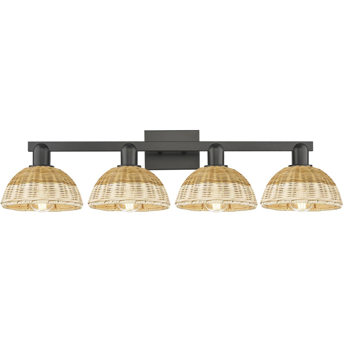 Innovations Lighting 716-4W-BK-NBD2-75-NAT Natural Ballston Dome 4 Light 36 inch Matte Black Bath Vanity Light Wall Light