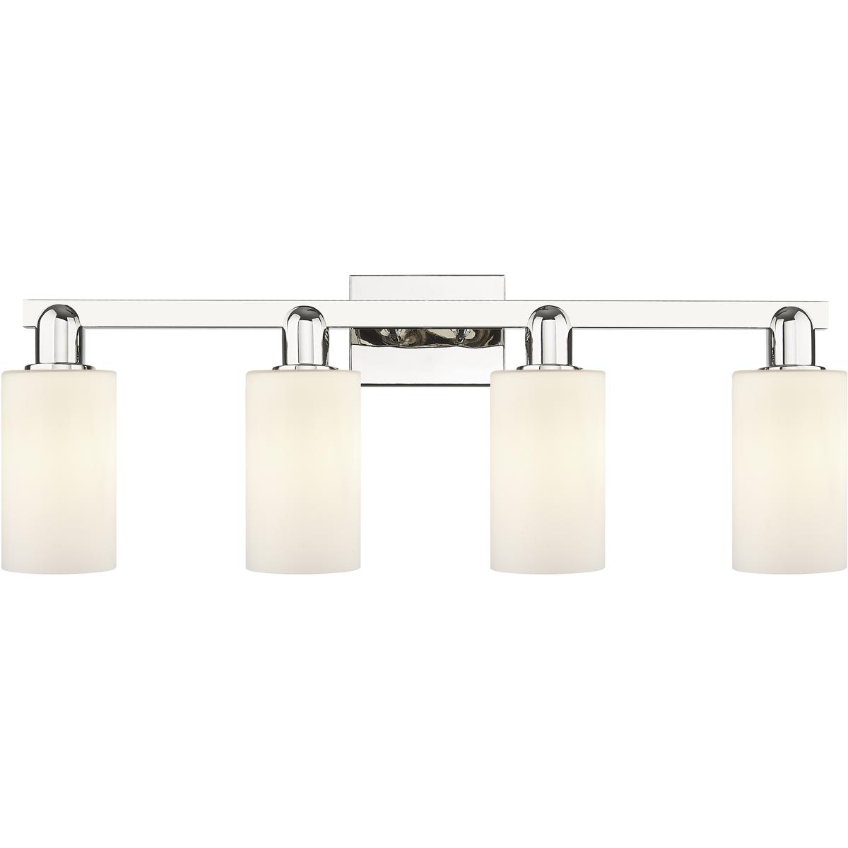 Innovations Lighting 716-4W-PN-G801 Arcadia Clymer 4 Light 30.88 inch Polished Nickel Bath Vanity Light Wall Light in Matte White