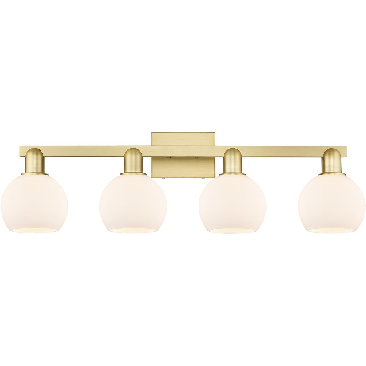 Innovations Lighting 716-4W-SG-G121-6 Arcadia Athens 4 Light 32.88 inch Satin Gold Bath Vanity Light Wall Light in Matte White