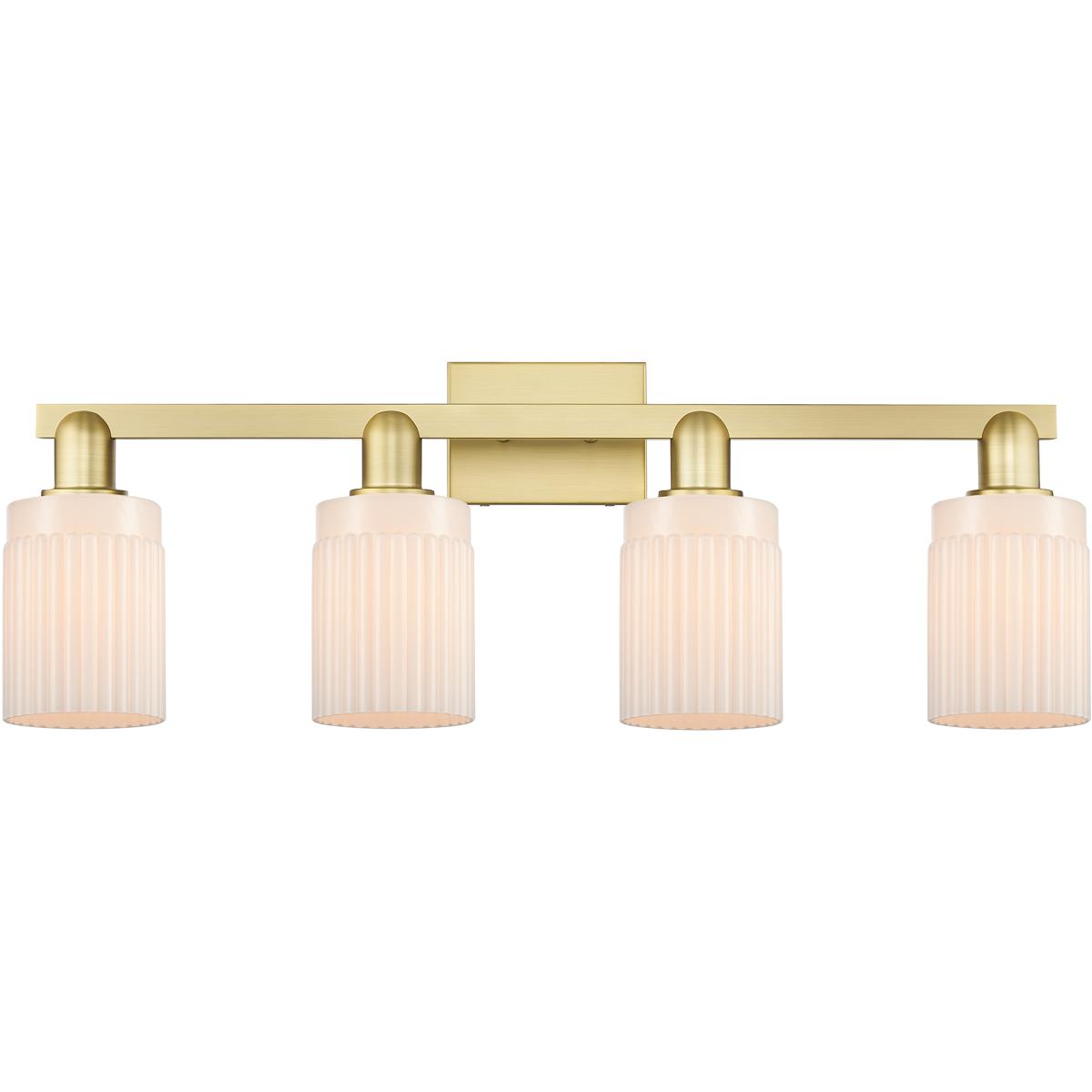 Innovations Lighting 716-4W-SG-G341 Arcadia Hadley 4 Light 31.5 inch Satin Gold Bath Vanity Light Wall Light in Matte White