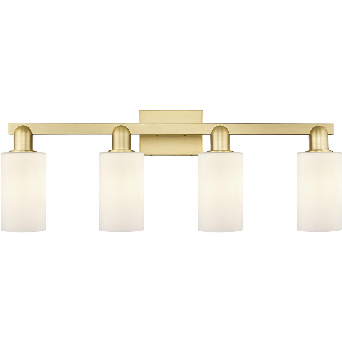 Innovations Lighting 716-4W-SG-G801 Arcadia Clymer 4 Light 30.88 inch Satin Gold Bath Vanity Light Wall Light in Matte White
