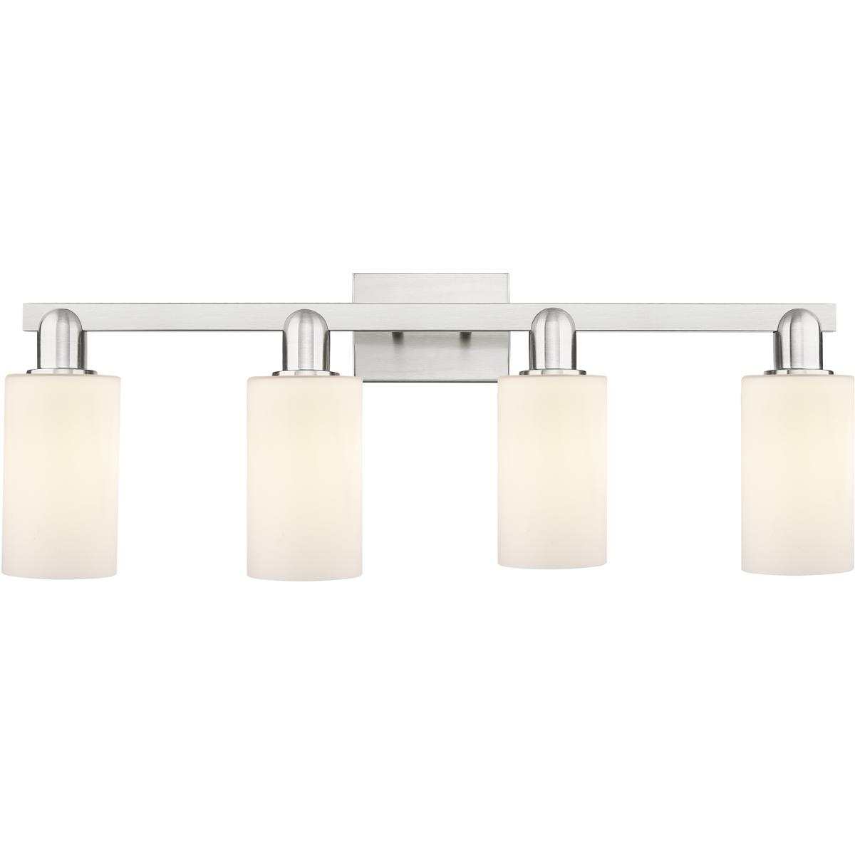 Innovations Lighting 716-4W-SN-G801 Arcadia Clymer 4 Light 30.88 inch Brushed Satin Nickel Bath Vanity Light Wall Light in Matte White