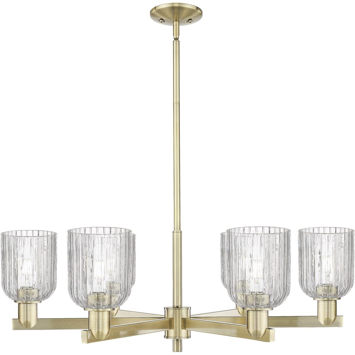 Innovations Lighting 716-6CR-AB-G559-5CL Bridal Veil 6 Light 34.75 inch Antique Brass Chandelier Ceiling Light in Clear Glass