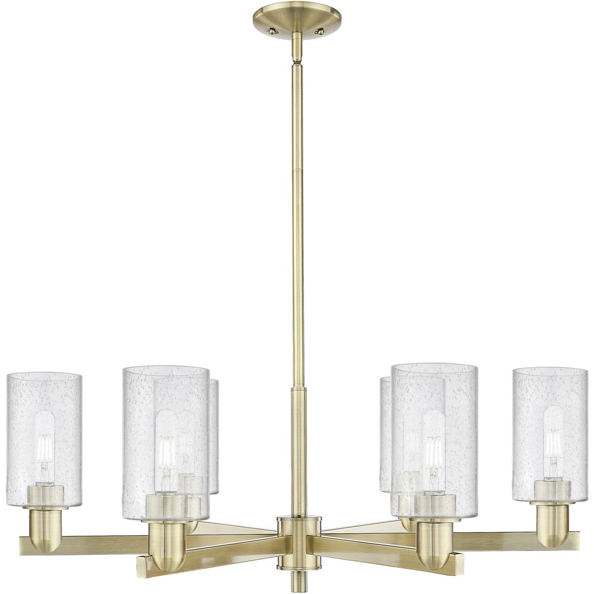 Innovations Lighting 716-6CR-AB-G804 Arcadia Clymer 6 Light 33.63 inch Antique Brass Chandelier Ceiling Light in Seedy