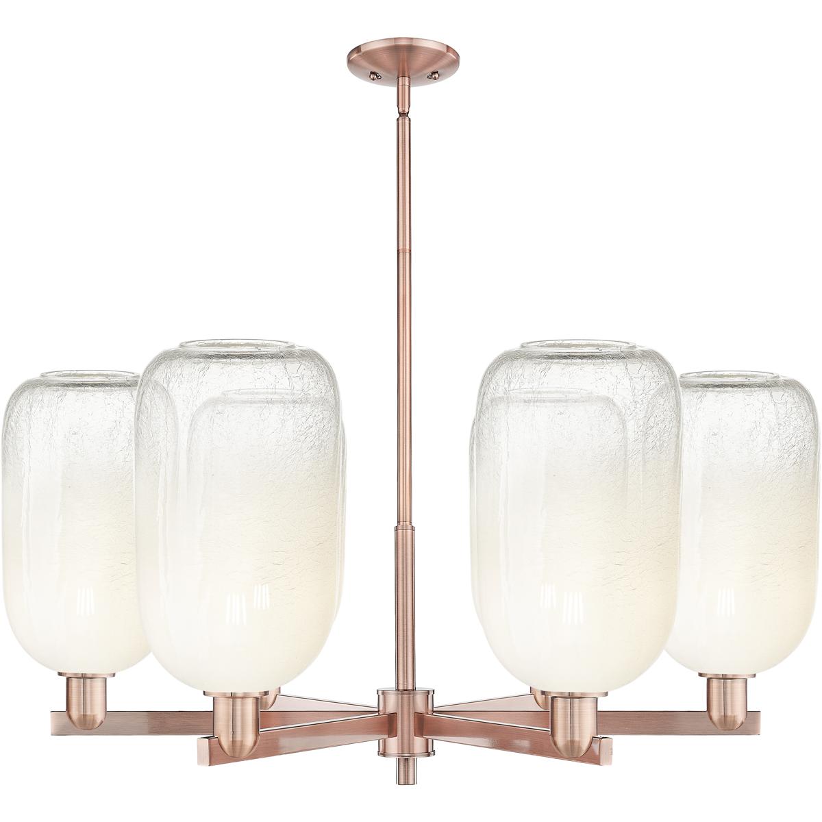 Innovations Lighting 716-6CR-AC-G482-7OP Brookhaven Cloche 6 Light 23.88 inch Antique Copper Chandelier Ceiling Light in Opal Glass