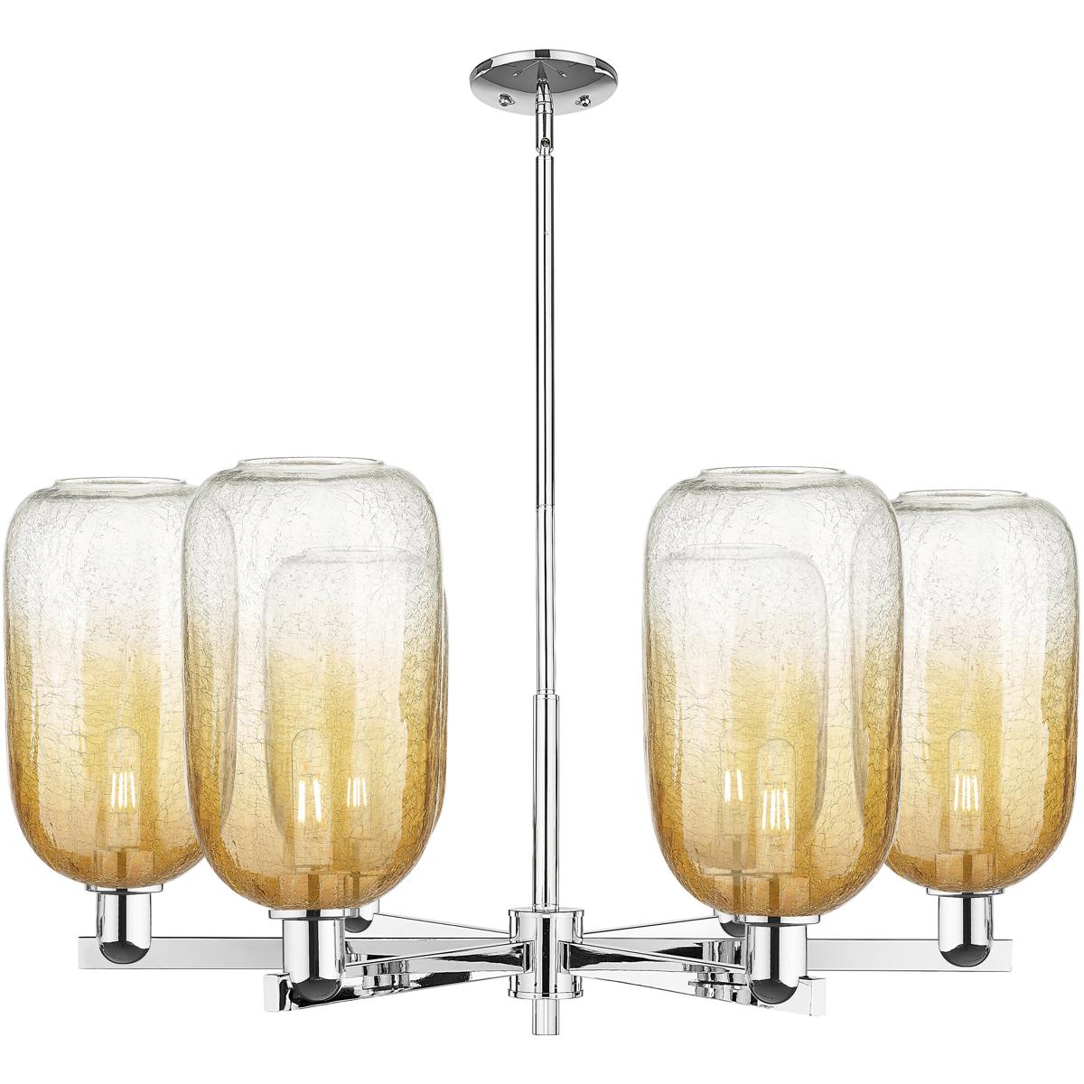 Innovations Lighting 716-6CR-PC-G482-7AM Brookhaven Cloche 6 Light 23.88 inch Polished Chrome Chandelier Ceiling Light in Amber Glass