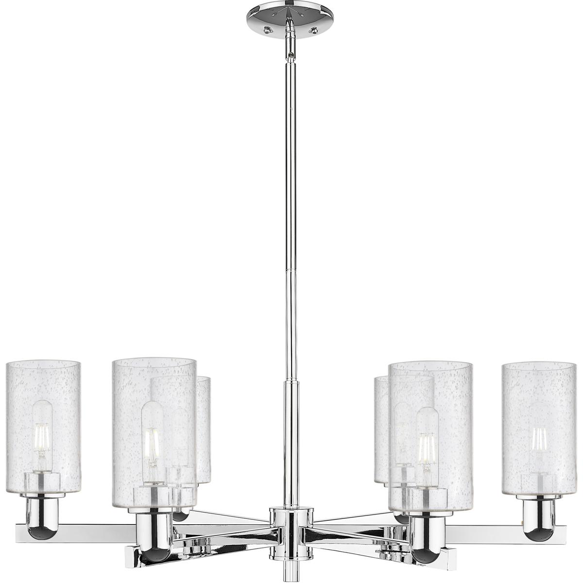 Innovations Lighting 716-6CR-PC-G804 Arcadia Clymer 6 Light 33.63 inch Polished Chrome Chandelier Ceiling Light in Seedy