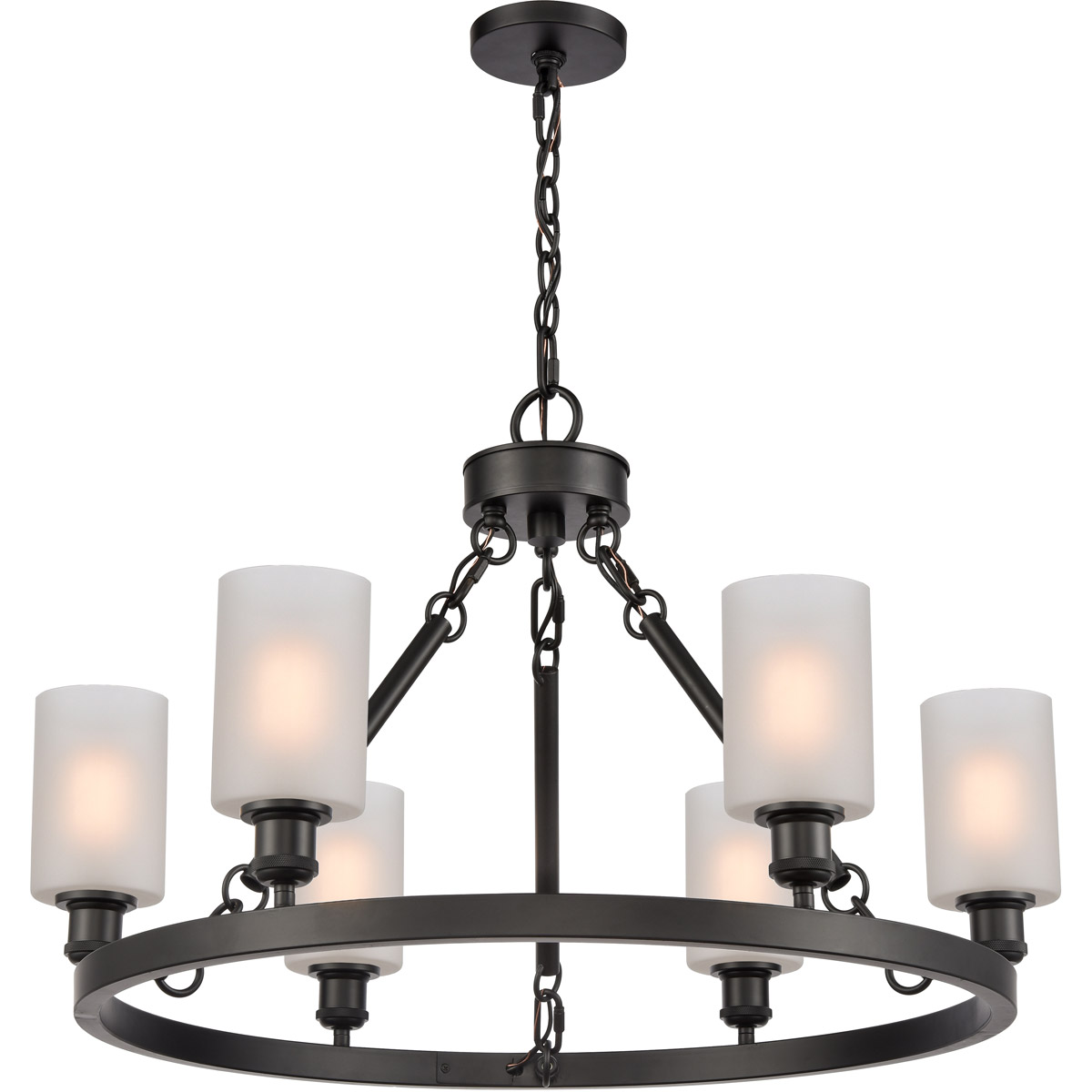 Innovations Lighting 830-BK-G801-LED Ballston Saloon LED 30 inch Matte Black Chandelier Ceiling Light in Matte White Glass, Ballston