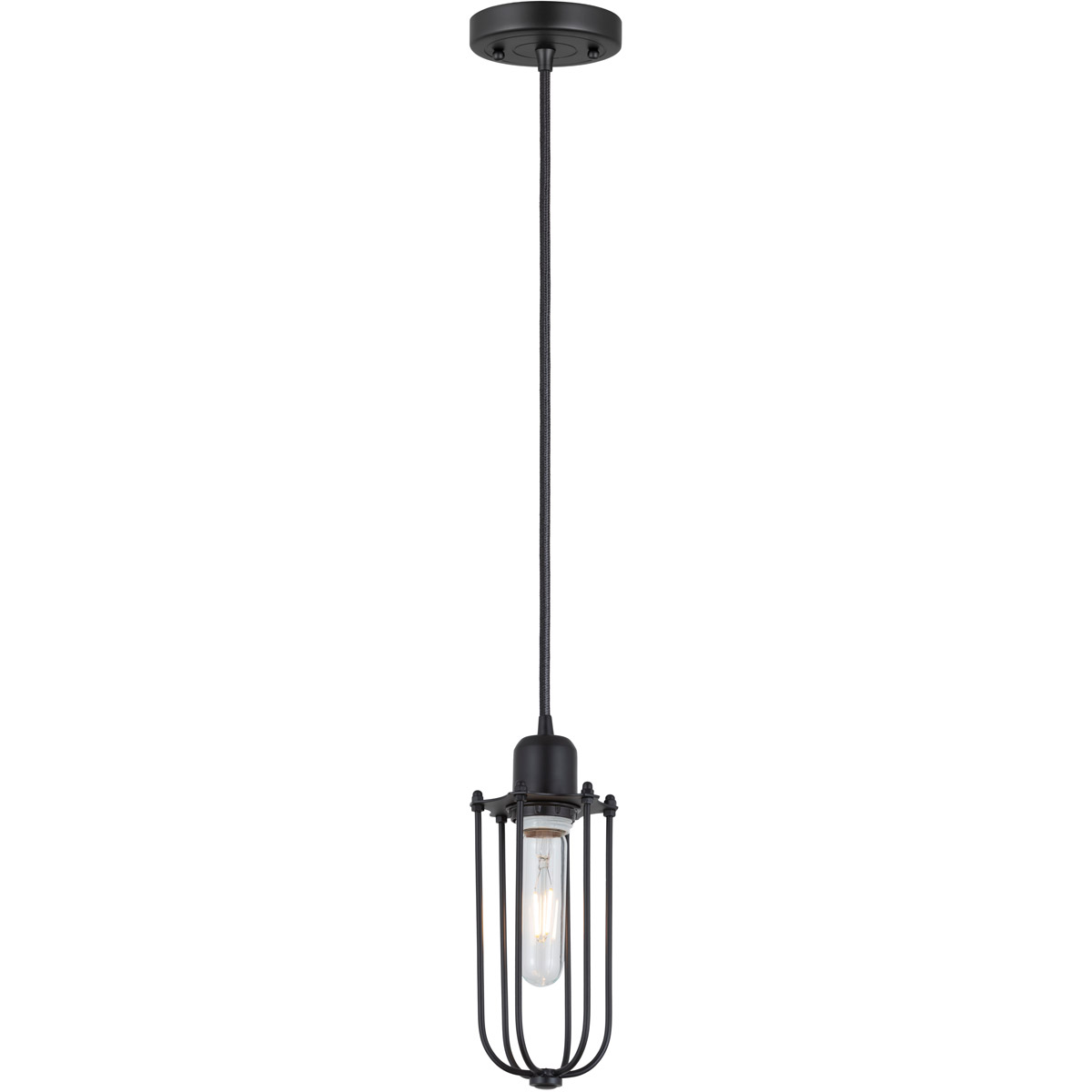 Innovations Lighting 900-1P-BK-CE225-BK Austere Muselet 1 Light 5 inch Matte Black Mini Pendant Ceiling Light in Incandescent, Austere