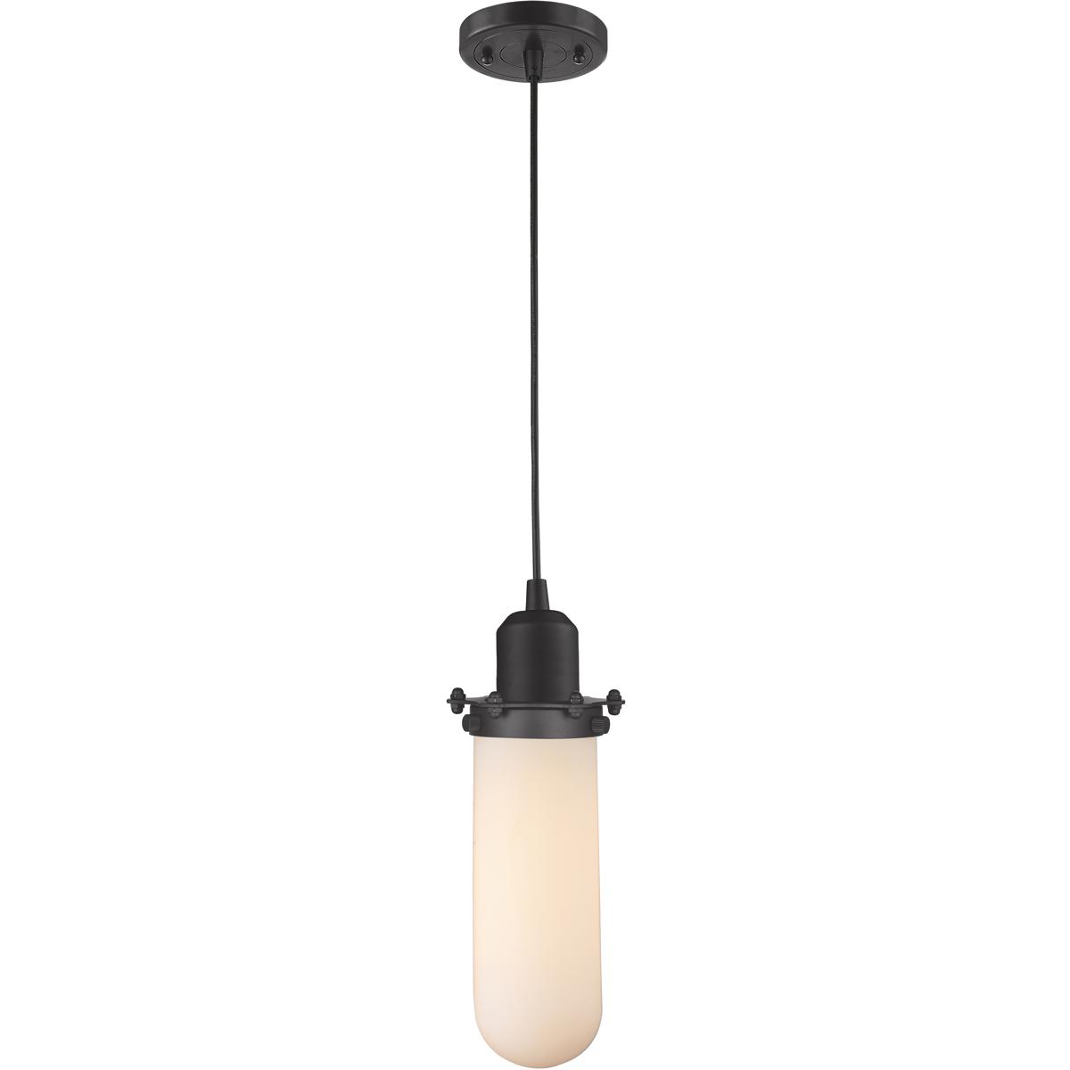 Innovations Lighting 900-1P-BK-CE228-BK-W Austere Centri 1 Light 5 inch Matte Black Mini Pendant Ceiling Light in Incandescent, Matte White Glass, Aus