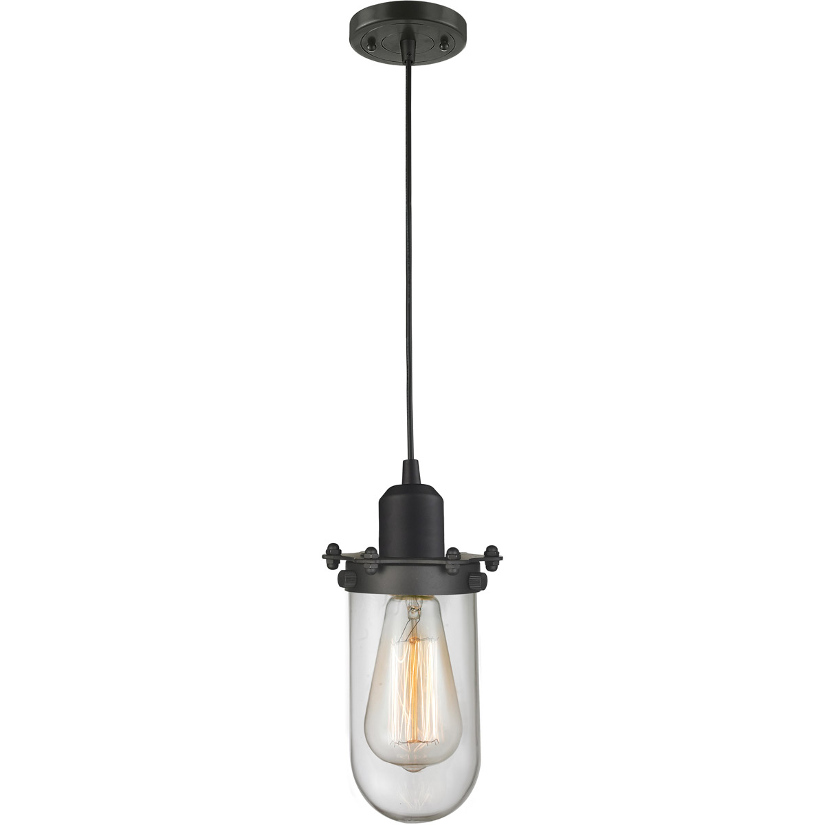 Innovations Lighting 900-1P-OB-CE231-OB-CL Austere Centri 1 Light 5 inch Oil Rubbed Bronze Mini Pendant Ceiling Light in Incandescent, Clear Glass, Au