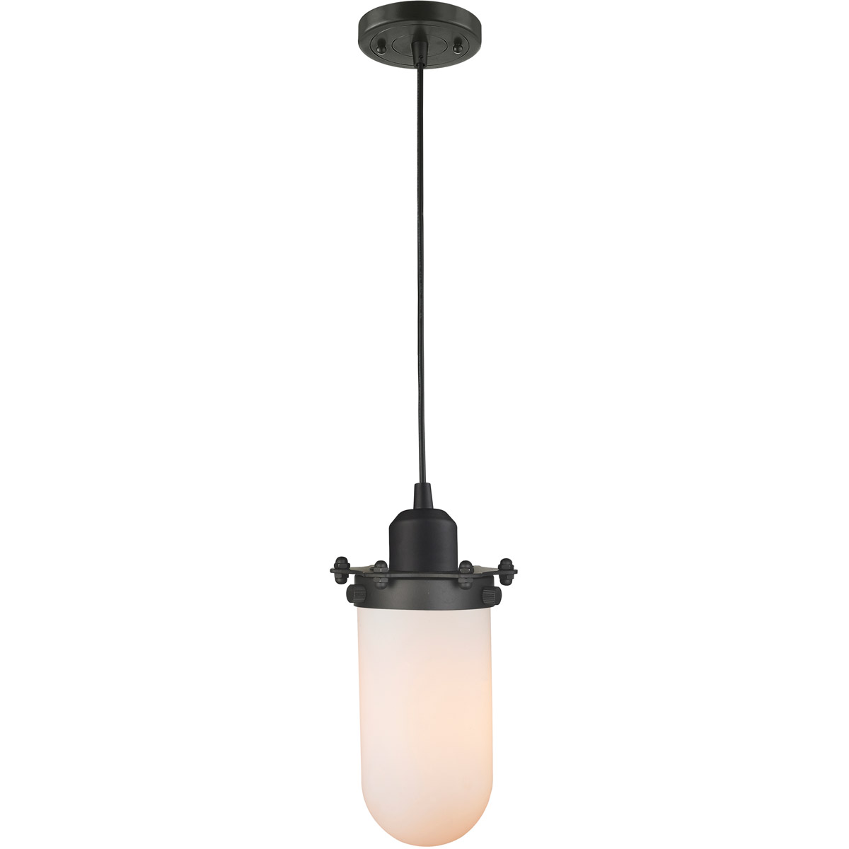 Innovations Lighting 900-1P-OB-CE231-OB-W Austere Centri 1 Light 5 inch Oil Rubbed Bronze Mini Pendant Ceiling Light in Incandescent, Matte White Glas