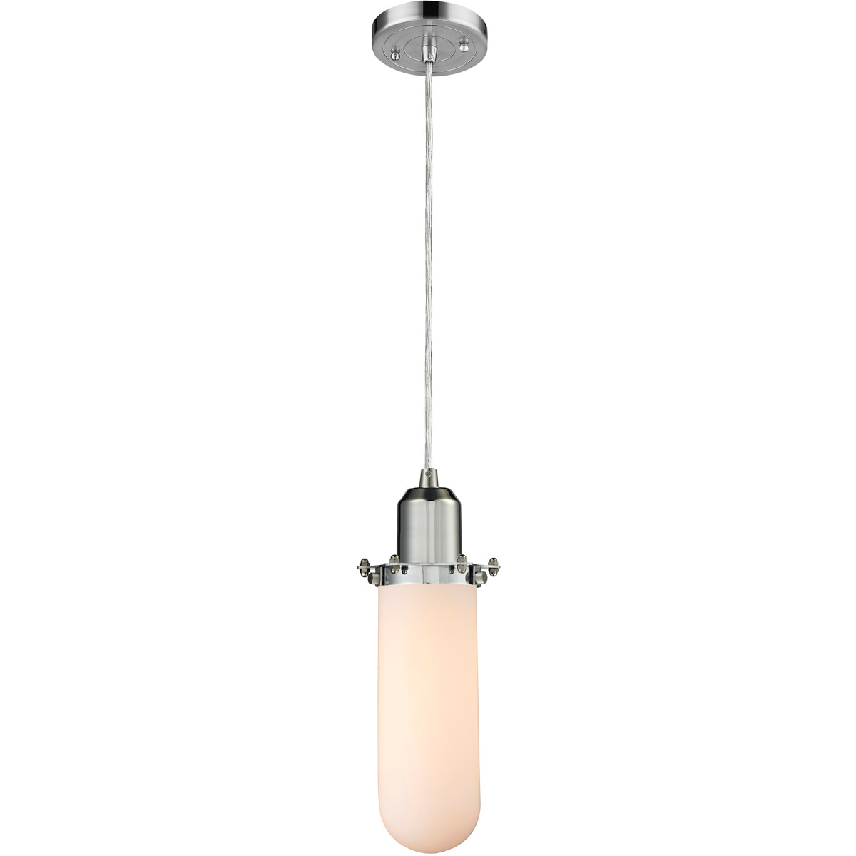 Innovations Lighting 900-1P-PC-CE228-PC-W Austere Centri 1 Light 5 inch Polished Chrome Mini Pendant Ceiling Light in Incandescent, Matte White Glass,