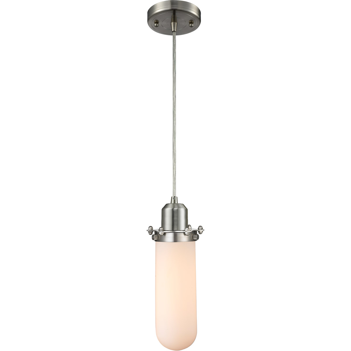 Innovations Lighting 900-1P-SN-CE228-SN-W Austere Centri 1 Light 5 inch Brushed Satin Nickel Mini Pendant Ceiling Light in Incandescent, Matte White G