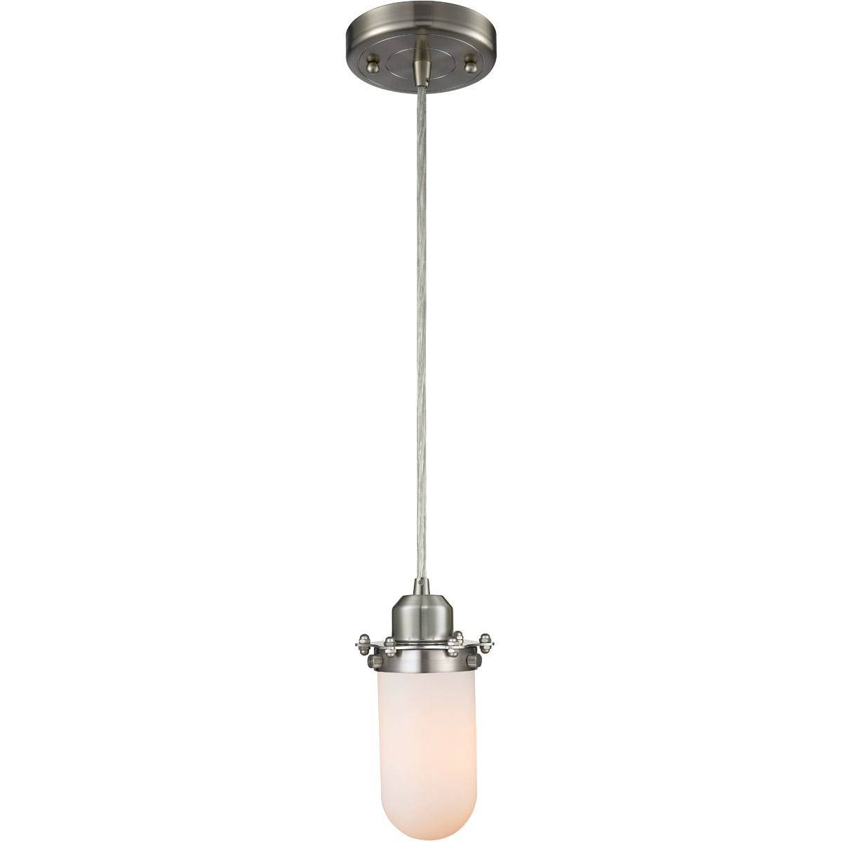 Innovations Lighting 900-1P-SN-CE231-SN-W Austere Centri 1 Light 5 inch Brushed Satin Nickel Mini Pendant Ceiling Light in Incandescent, Matte White G