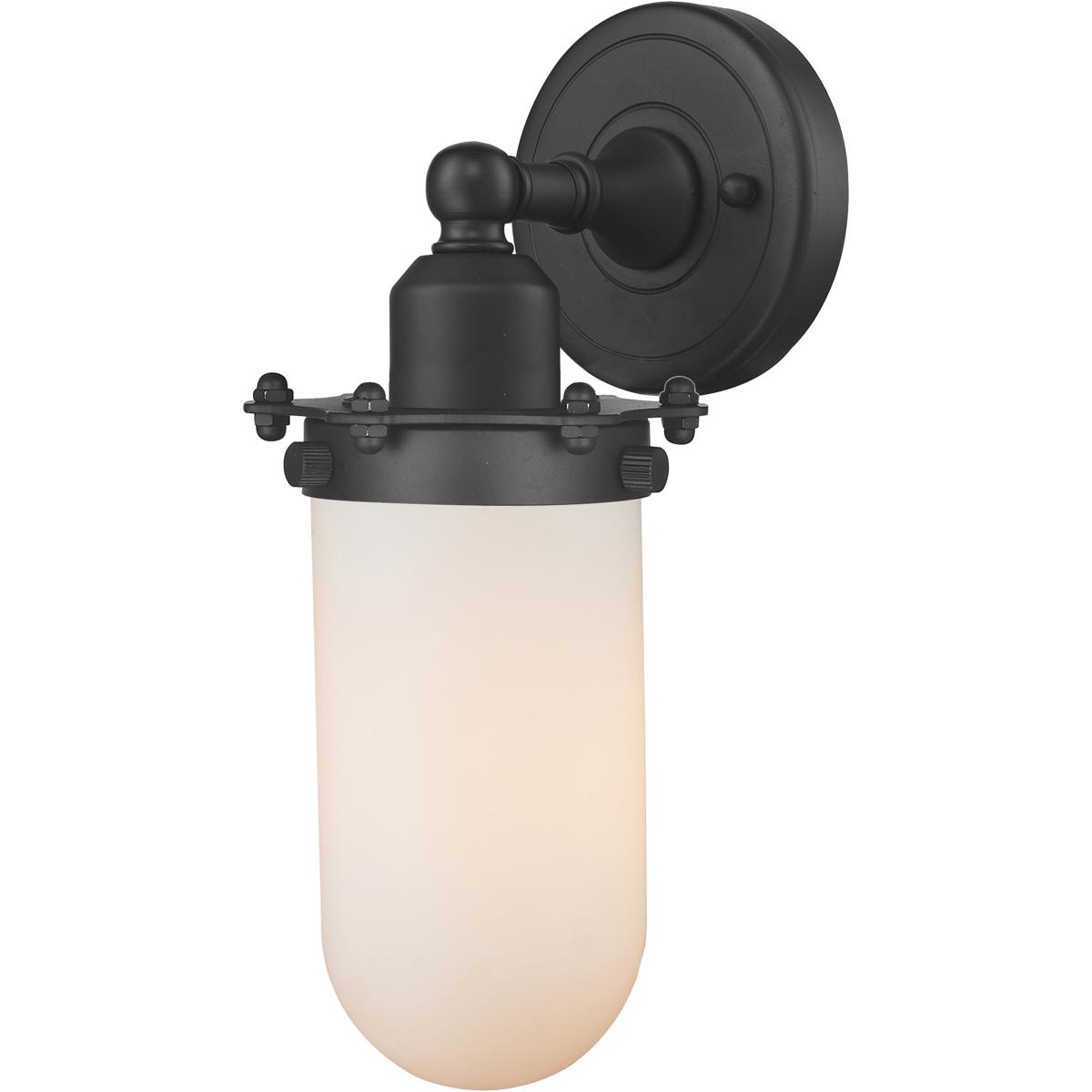 Innovations Lighting 900-1W-BK-CE231-BK-W Austere Centri 1 Light 5 inch Matte Black Sconce Wall Light in Incandescent, Matte White Glass, Austere