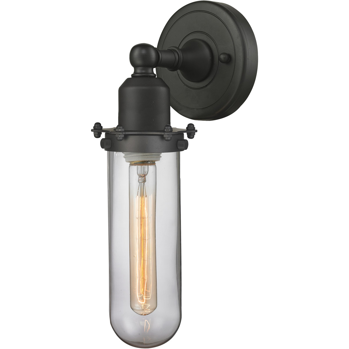Innovations Lighting 900-1W-OB-CE228-OB-CL Austere Centri 1 Light 5 inch Oil Rubbed Bronze Sconce Wall Light in Incandescent, Clear Glass, Austere