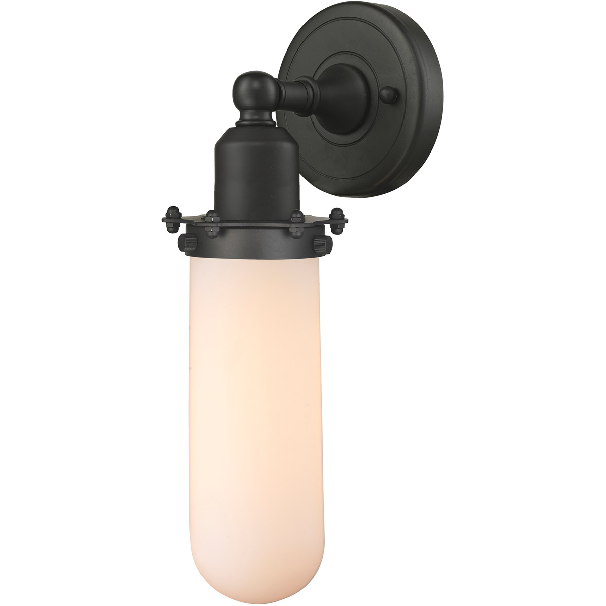 Innovations Lighting 900-1W-OB-CE228-OB-W Austere Centri 1 Light 5 inch Oil Rubbed Bronze Sconce Wall Light in Incandescent, Matte White Glass, Auster