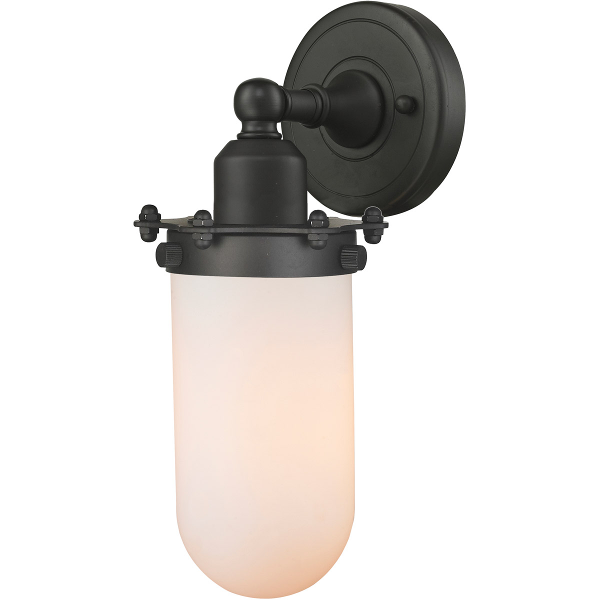 Innovations Lighting 900-1W-OB-CE231-OB-W Austere Centri 1 Light 5 inch Oil Rubbed Bronze Sconce Wall Light in Incandescent, Matte White Glass, Auster