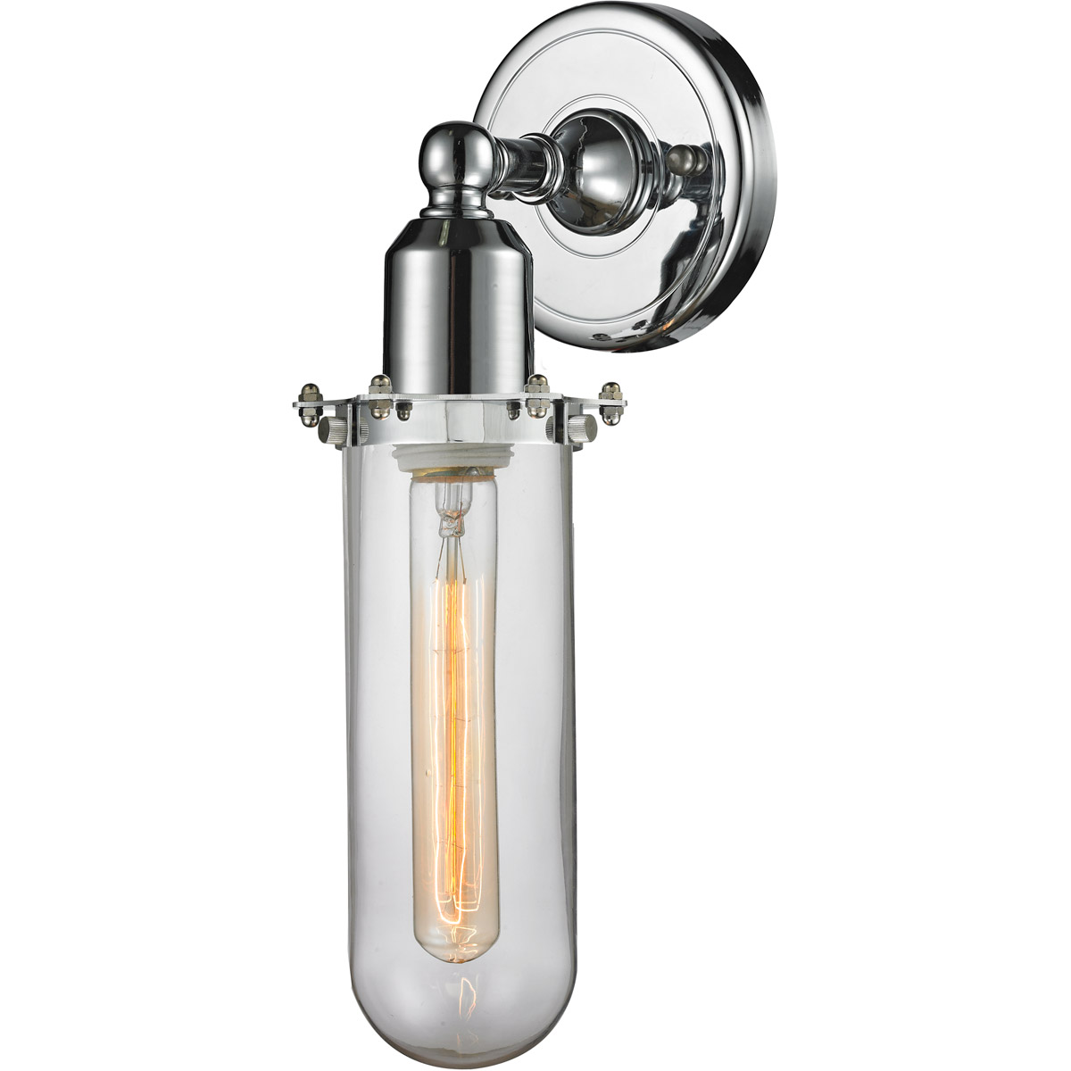 Innovations Lighting 900-1W-PC-CE228-PC-CL Austere Centri 1 Light 5 inch Polished Chrome Sconce Wall Light in Incandescent, Clear Glass, Austere