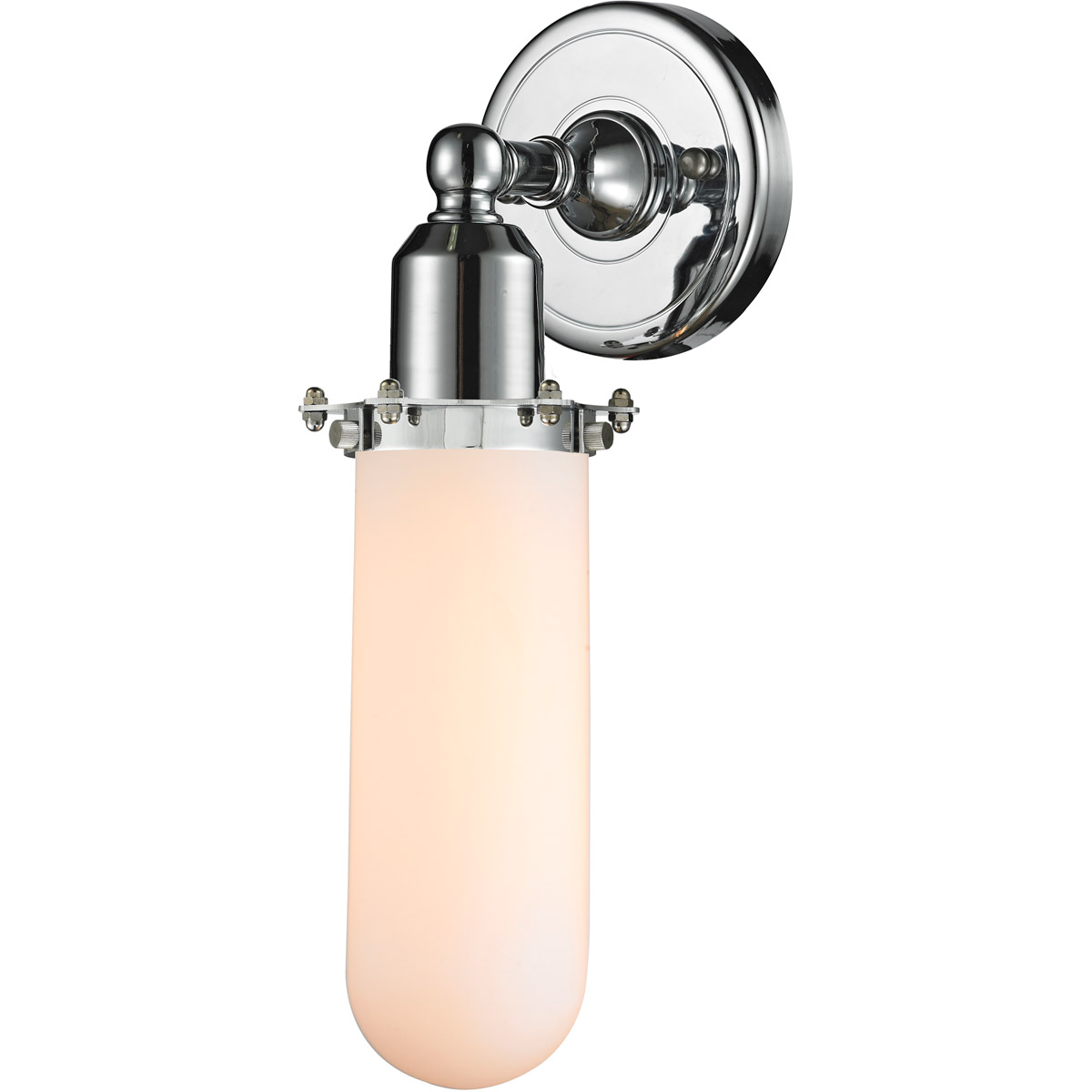 Innovations Lighting 900-1W-PC-CE228-PC-W Austere Centri 1 Light 5 inch Polished Chrome Sconce Wall Light in Incandescent, Matte White Glass, Austere